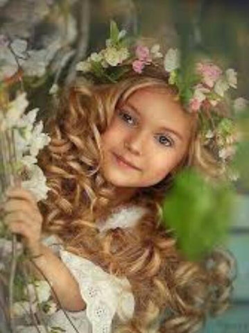 Image of Diamond Painting of a Little Girl Wearing a Flower Crown