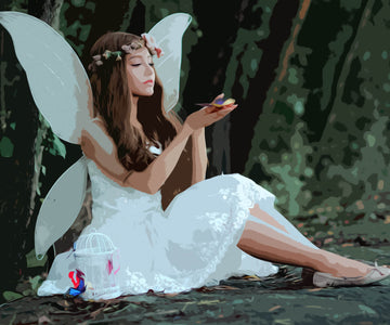 Diamond painting featuring a radiant fairy goddess. 