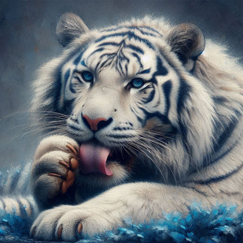 Image of Diamond painting of a majestic white tiger