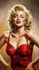 Diamond painting of Marilyn Monroe in her iconic red dress.