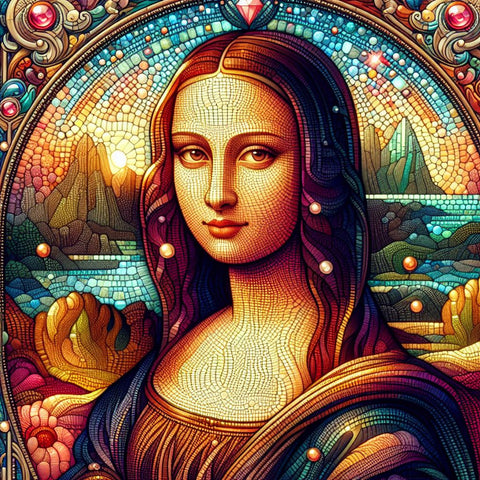 Image of Diamond painting of a classic Renaissance portrait, Mona Lisa