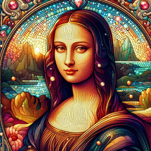 Diamond painting of a classic Renaissance portrait, Mona Lisa