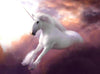 Diamond painting: White unicorn leaping through fluffy clouds 