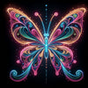 vibrant diamond painting of a neon butterfly with intricate patterns