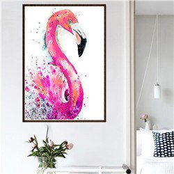 Diamond Painting of a Pink Flamingo with Water Splashes