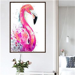 Image of Diamond Painting of a Pink Flamingo with Water Splashes