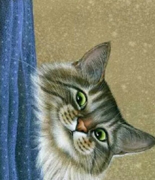 Image of Diamond Painting of a Playful Cat Peeking Around a Corner