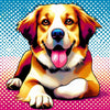 Pop art diamond painting of a colorful dog