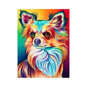Diamond painting of a Pomeranian dog in pop art style