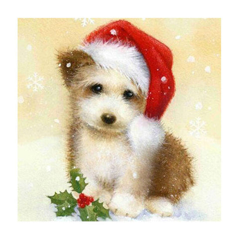 Image of Adorable Puppy in Santa Hat