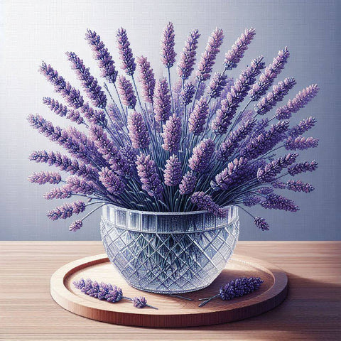 Image of purple lavender flowers crystal vase diamond painting