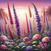 Purple and pink flower diamond painting.