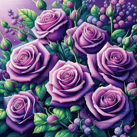 Image of Purple roses diamond painting.