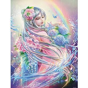 Diamond painting of a dazzling rainbow fairy.
