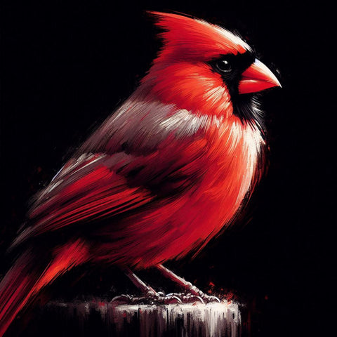 Image of Sparkling diamond art depicting a vibrant red cardinal bird