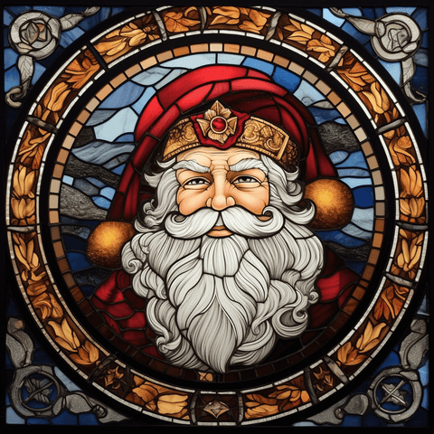 Image of Stained Glass Diamond Painting of Santa Claus