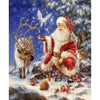 Diamond Painting of Santa Claus with Reindeer and Animals in a Winter Scene