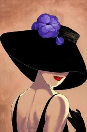 Diamond Painting of a Sassy Girl in a Purple Flower