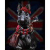 Diamond Painting of a Scottish Terrier Wearing a Tartan Hat and Scarf, Smoking a Pipe