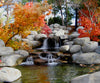 Diamond Painting of a Serene Spring Landscape with a Waterfall and Colorful Trees