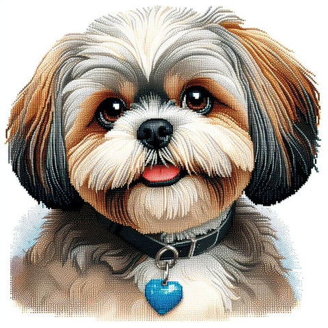 Image of Cute Shih-Poo puppy diamond painting kit.