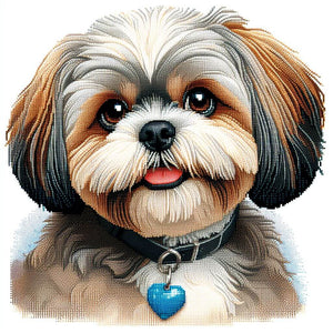 Cute Shih-Poo puppy diamond painting kit.