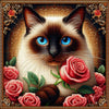 Diamond painting of Siamese cat with roses