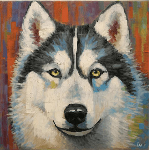 Image of Diamond Painting of a Siberian Husky Portrait with Expressive Eyes