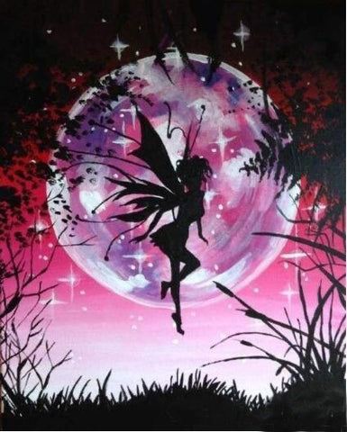 Image of Diamond painting of a graceful fairy silhouette.