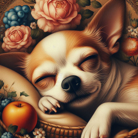 Image of Sparkling diamond art depicting a cute Chihuahua taking a nap