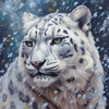 Diamond Painting of a Majestic Snow Leopard in a Wintery Setting