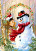 Diamond Painting of a Cheerful Snowman Checking the Mailbox with a Cardinal