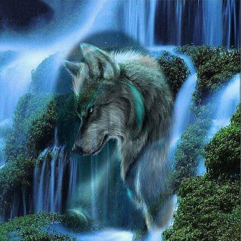 Image of Diamond painting of an abstract wolf