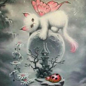 Diamond painting featuring a whimsical fairy cat.