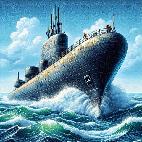 Image of Sparkling diamond art featuring a majestic submarine on an adventure