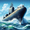 Sparkling diamond art featuring a majestic submarine on an adventure