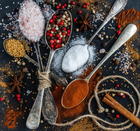 Image of Diamond Painting of Spoons Filled with Various Spices and Herbs