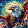 Diamond painting of a stained glass bald eagle with its wings outstretched.