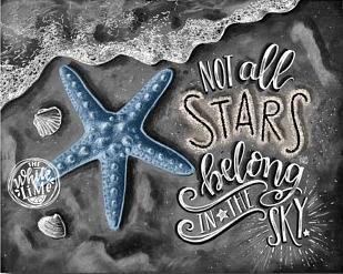 Image of Diamond Painting of a Starfish on a Chalkboard with the Quote 'Not All Stars Belong in the Sky