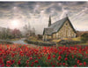 Diamond Painting of a Stone Church with a Red Poppy Field