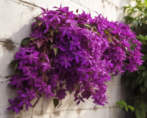 Image of Diamond painting of a stunning bougainvillea with vibrant purple flower bracts.