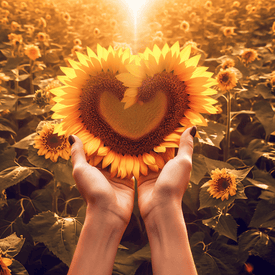 Diamond Painting of Two Sunflowers Leaning Towards Each Other