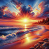 sunset beach ocean waves diamond painting