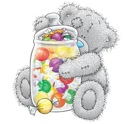 Image of Diamond Painting of a Cute Teddy Bear Hugging a Jar of Candy