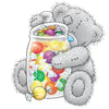 Diamond Painting of a Cute Teddy Bear Hugging a Jar of Candy