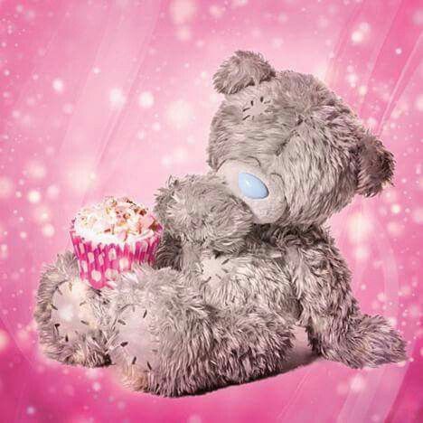 Image of Diamond Painting of a Cute Teddy Bear Enjoying a Cupcake