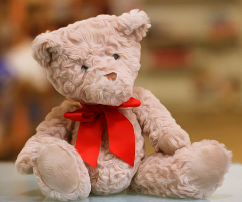 Image of Diamond Painting of a Cute Teddy Bear with a Red Ribbon