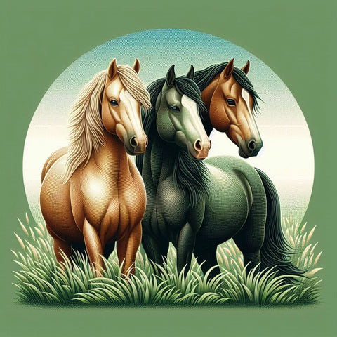 Image of Three Horses in a Field Diamond Painting