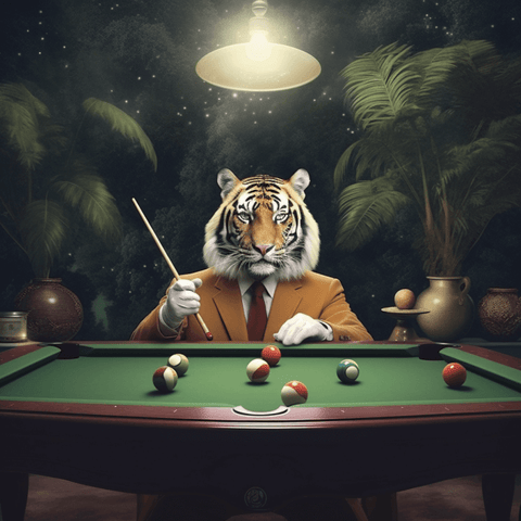 Image of Tiger Dressed as Pool Player Diamond Painting