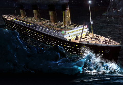 Image of Diamond Painting of the RMS Titanic Hitting an Iceberg